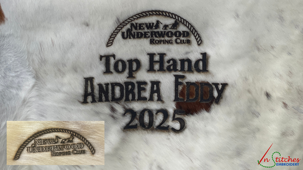 laser engraved cow hide